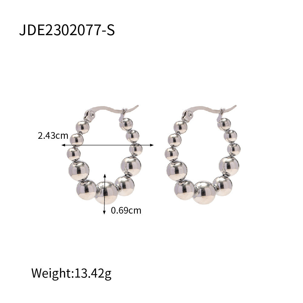 Stainless Steel Bead Eardrop Earring