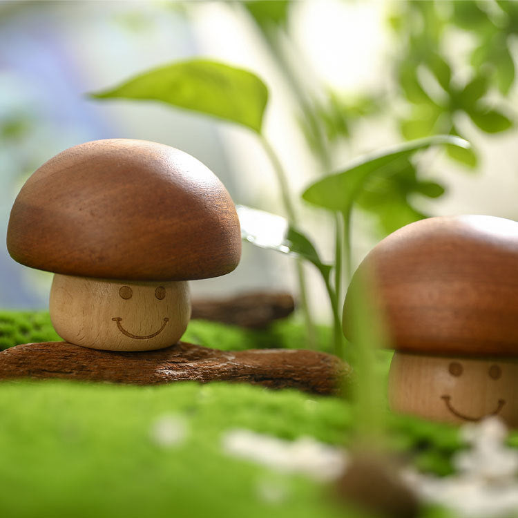 Wooden Decoration Rotatable Mushroom Music Box Sky City Birthday Gift Children's Wooden Toys