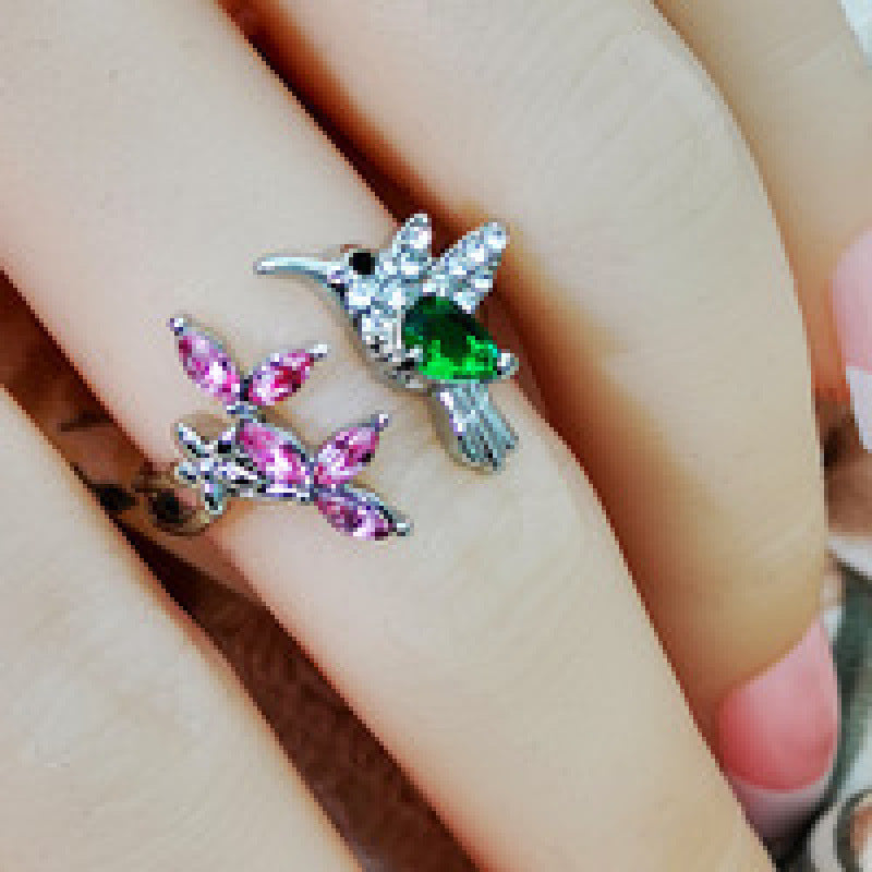 Hummingbird Jewelry Set Silver Plated Chain Necklace Stud LadyShow.Store