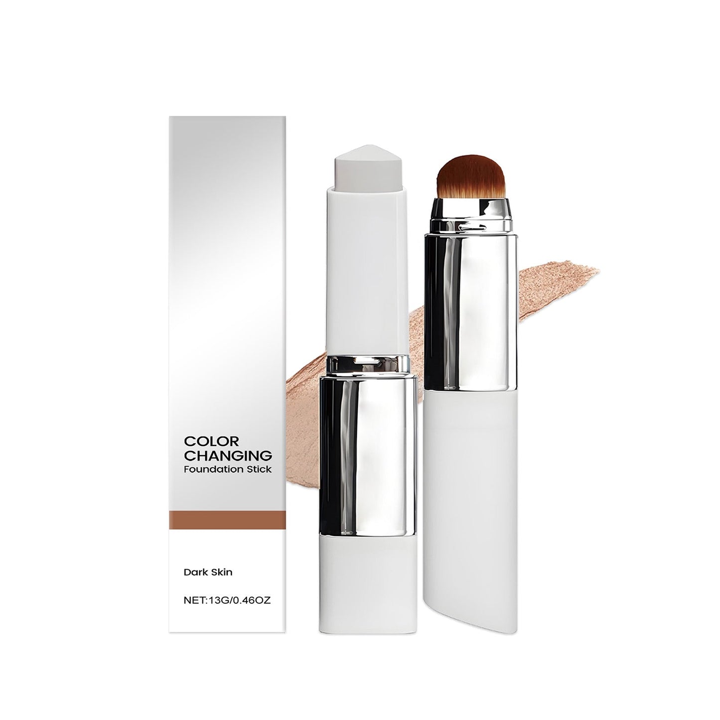 2-in-1 Color Changing Foundation Stick Deep Skin Tone Tri Light Beauty