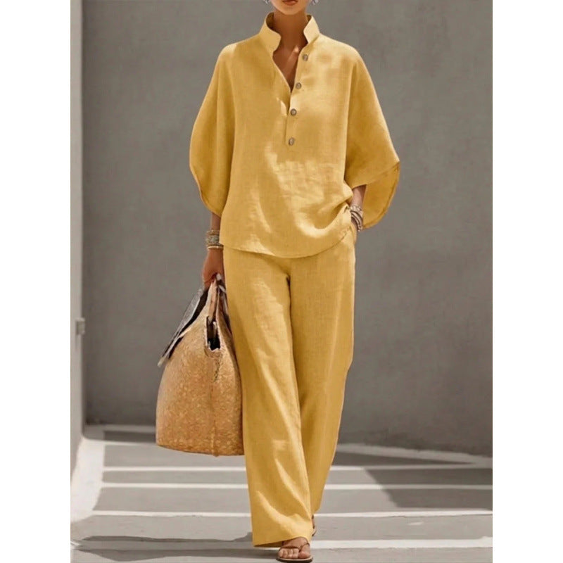 2026 New Women's Autumn Shirt Set Solid Color Leisure Urban Commuter Set NorixaFashion.com