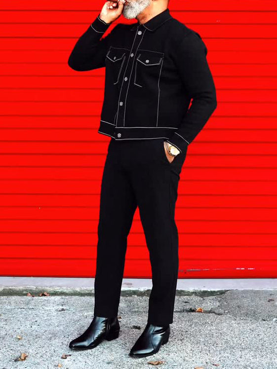 Black Denim Jacket With White Topstitching Detail Best YouTube Store
