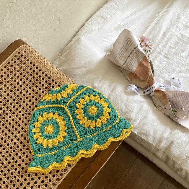 Handmade Flower Crochet Bucket Hat Pi-Mart
