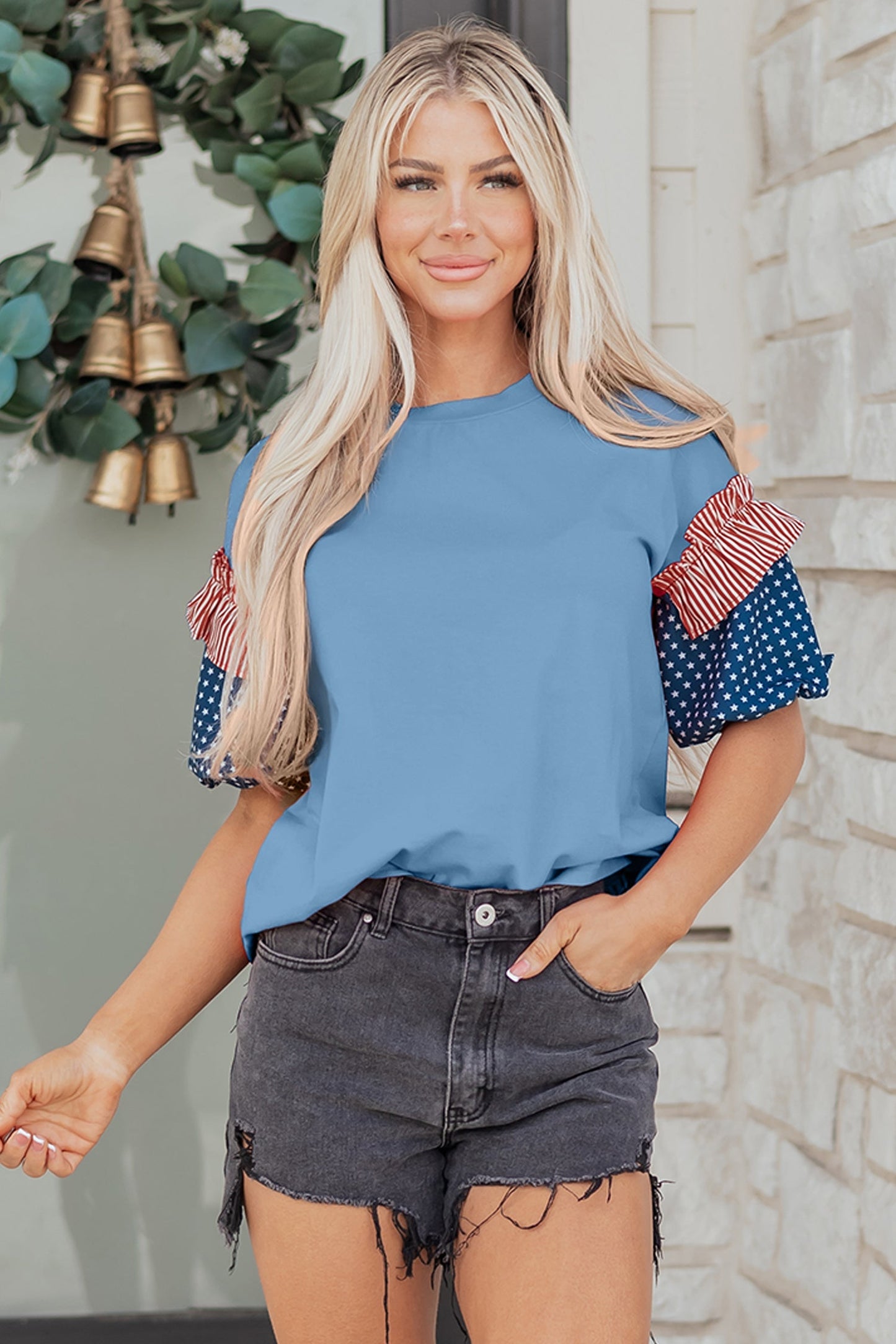 Henley Short Puff Sleeve Top LuxuryLifeWay Online Store