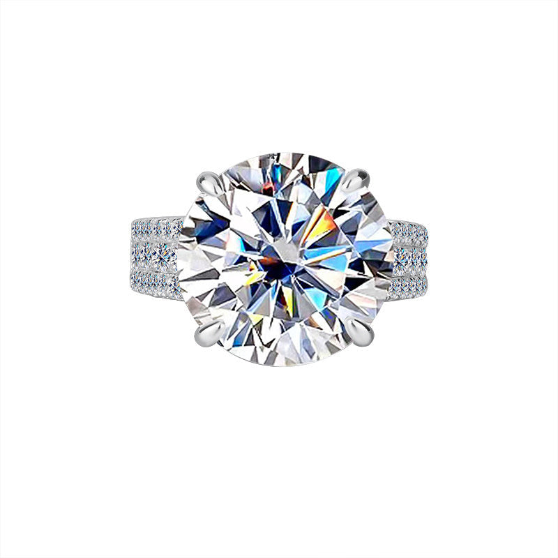 S925 Sterling Silver Bow Big Diamond 10 Karat Moissanite Ring LadyShow.Store
