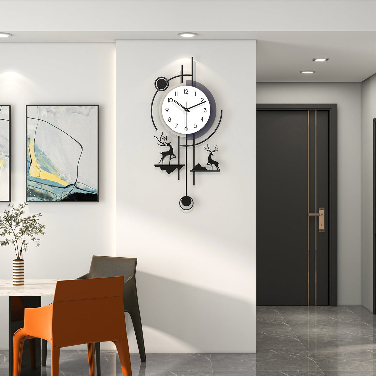 Modern Abstract Wall Clock Metal Decorative Pendulum Home Decor Design PearlNestDecor.com
