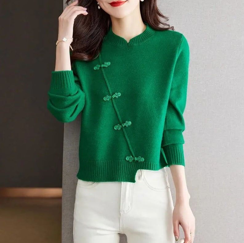 Red Thickened Knit Sweater New Irregular Temperament LadyShow.Store