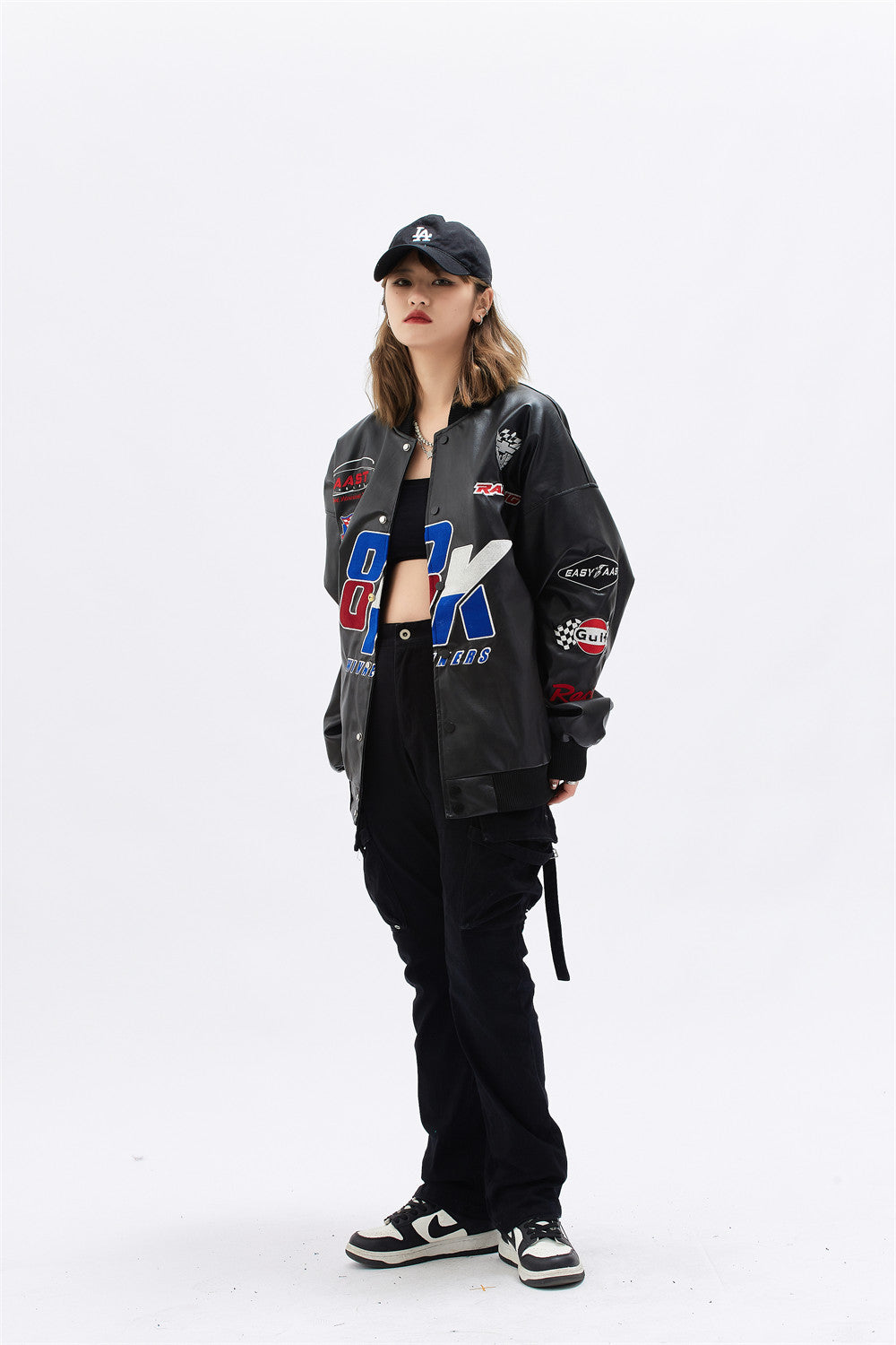 Fashion Personality Embroidered PU Leather Jacket Men's Jacket Best YouTube Store