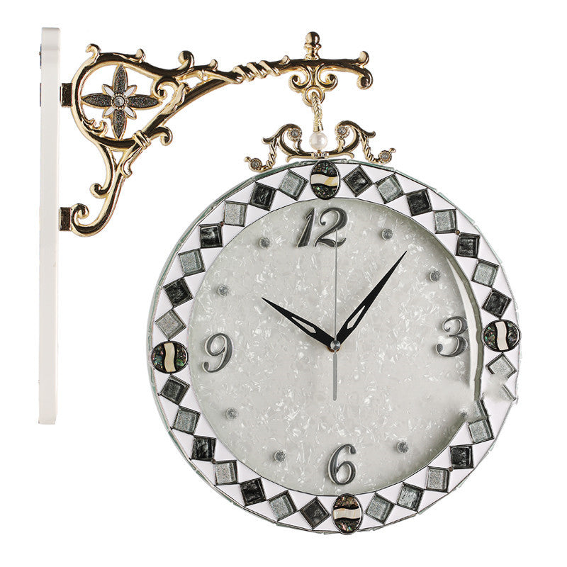Creative Shell Carving Double-sided Wall Clock Silent PearlNestDecor.com