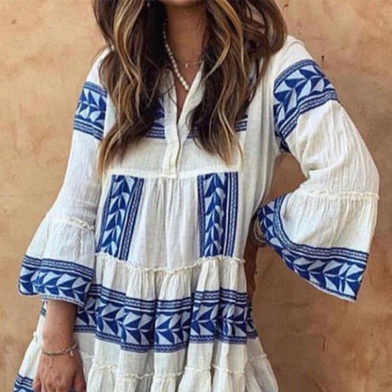 Women's Printed Loose Bohemian Swing Dress