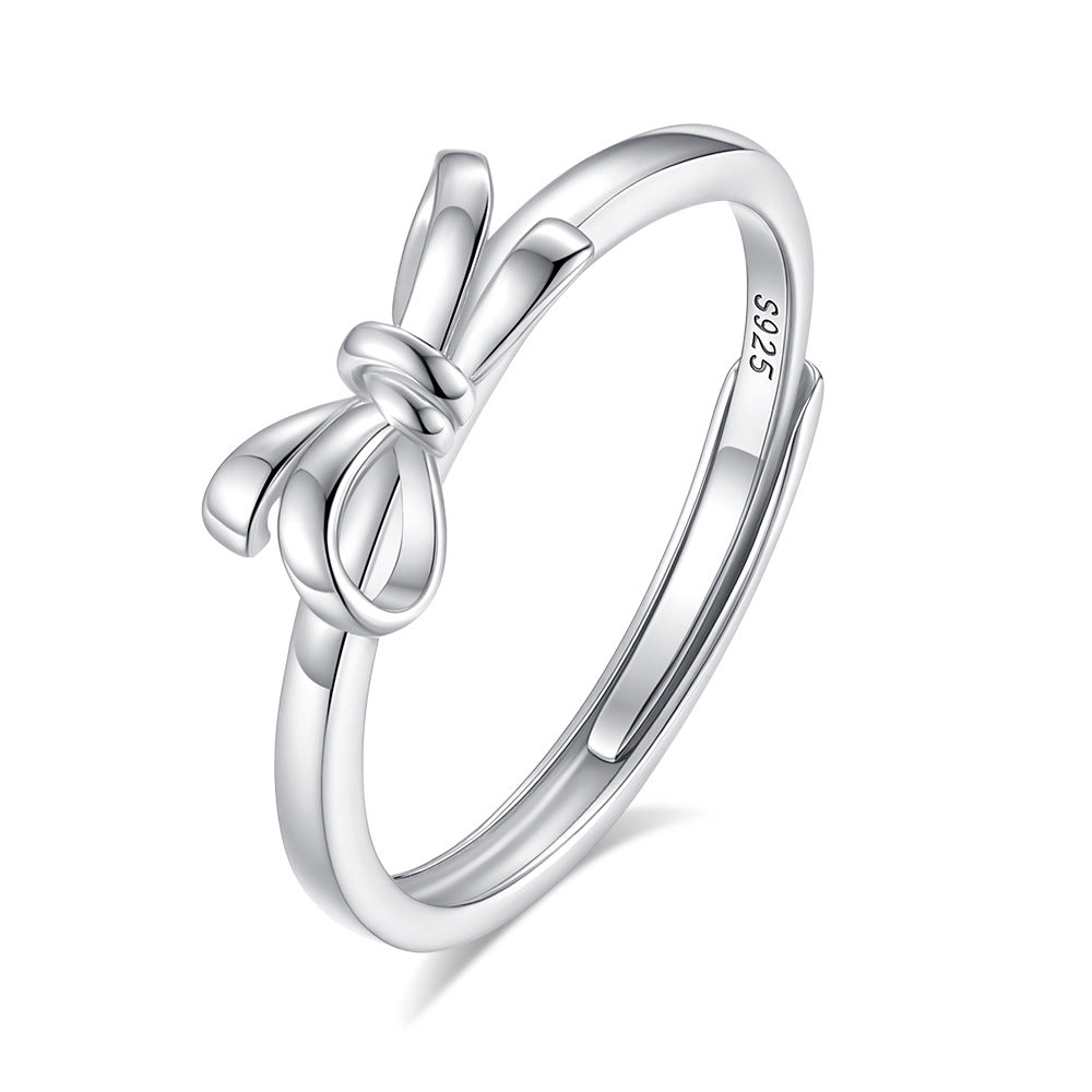 S925 Silver Bow Couple Ring LadyShow.Store