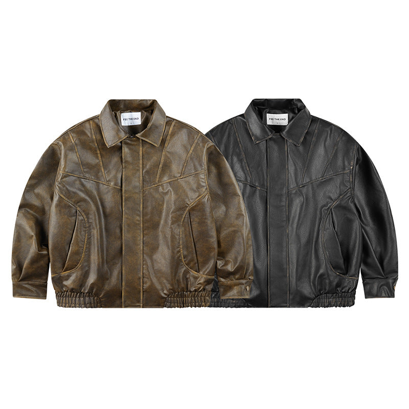 Retro Leather Clothing For Men And Women Loose Best YouTube Store