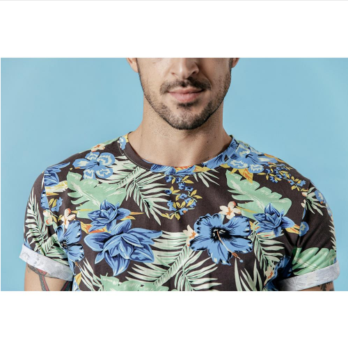 Round Neck All Over Print T-Shirt Pi-Mart