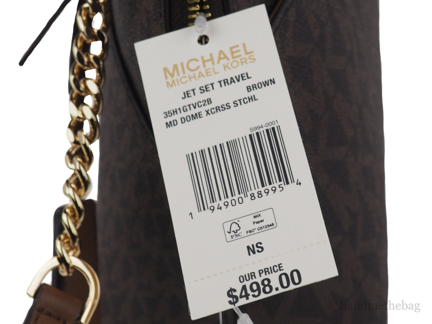 Michael Kors Jet Set Travel Medium Brown Signature PVC Dome X Cross Satchel Bag LadyShow.Store