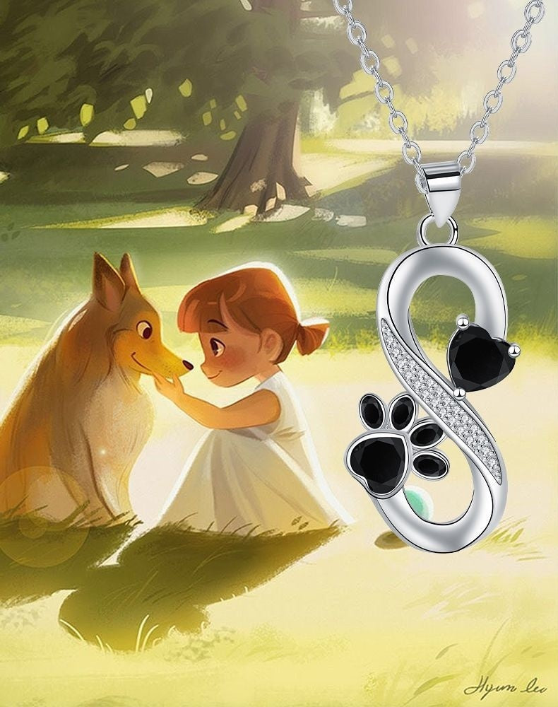 European And American Infinite Symbol Necklace Female With Hearts Paw Print Pendant Ornaments