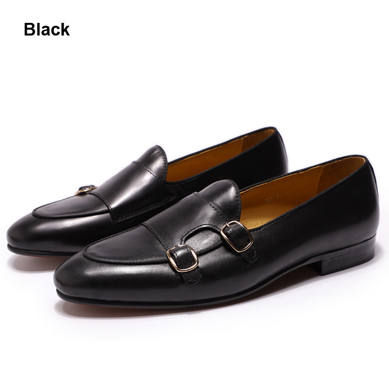 Double Buckle Cowhide Leather Shoes Best YouTube Store