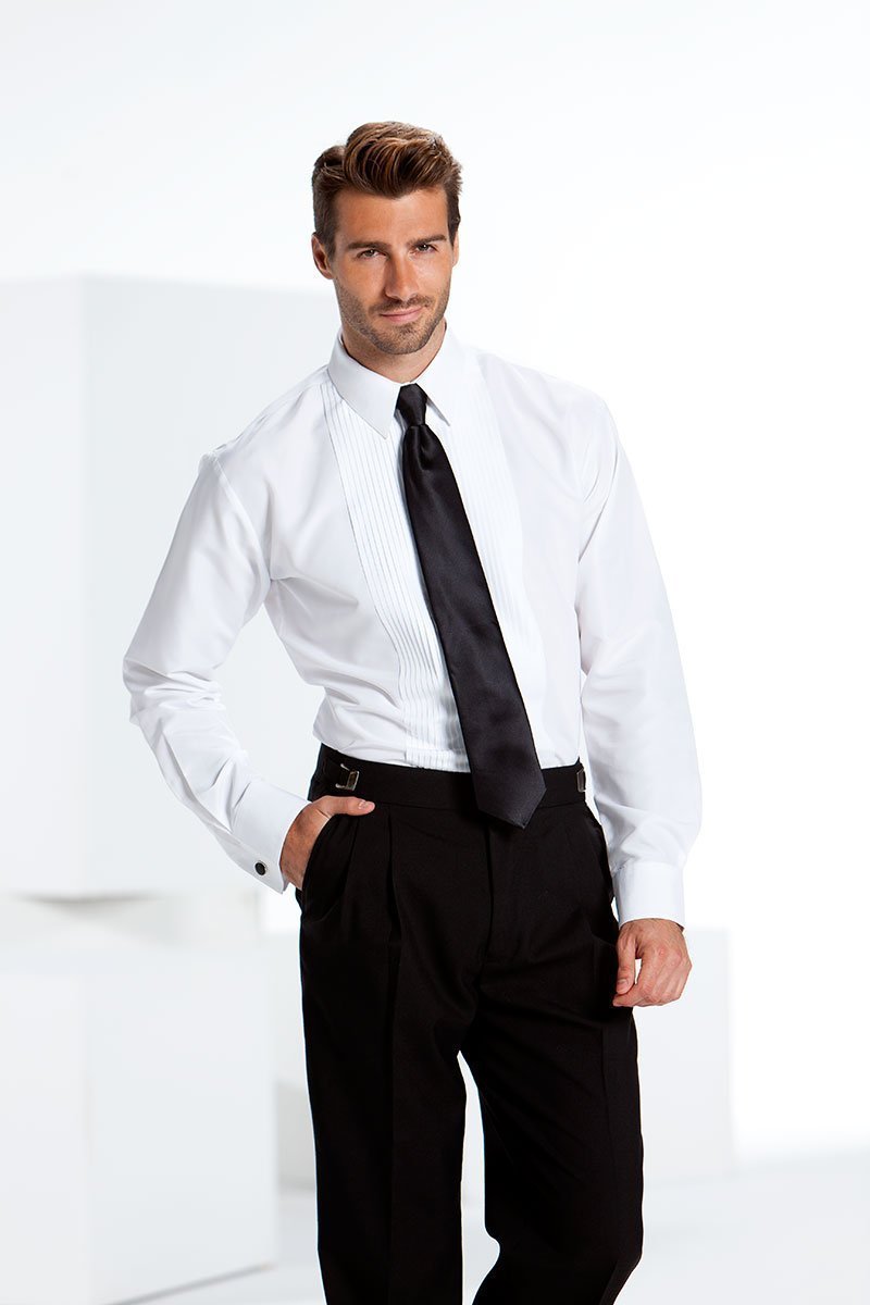 "Gianni" White Laydown Tuxedo Shirt LuxuryLifeWay Online Store