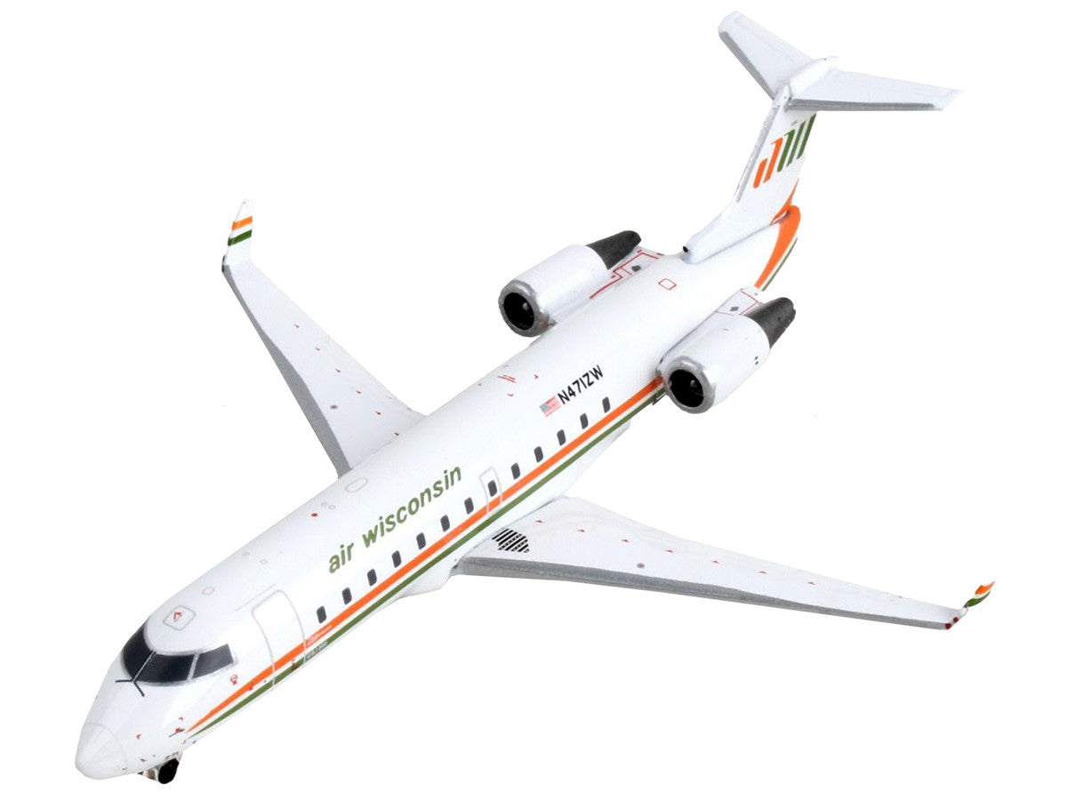 Bombardier CRJ200 Commercial Aircraft "Air Wisconsin" White with Orange and Green Stripes 1/400 Diecast Model Airplane by GeminiJets LuxuryLifeWay Online Store
