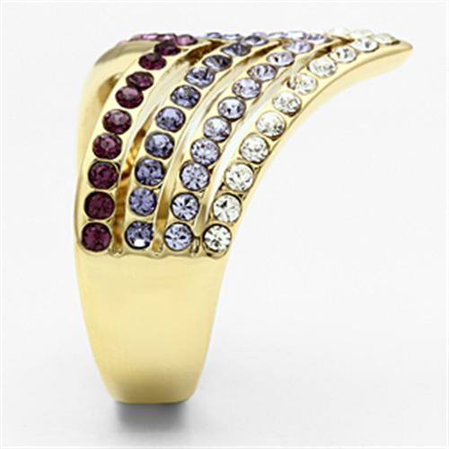 GL305 - IP Gold(Ion Plating) Brass Ring with Top Grade Crystal in Multi Color LuxuryLifeWay Online Store