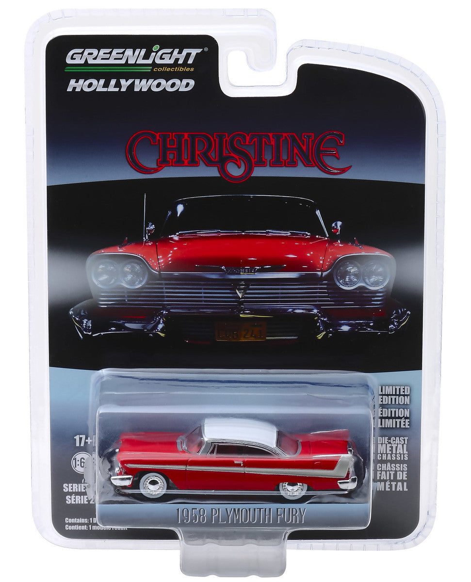 1958 Plymouth Fury Red with White Top "Christine" (1983) Movie "Hollywood Series" Release 23 1/64 Diecast Model Car by Greenlight LuxuryLifeWay Online Store