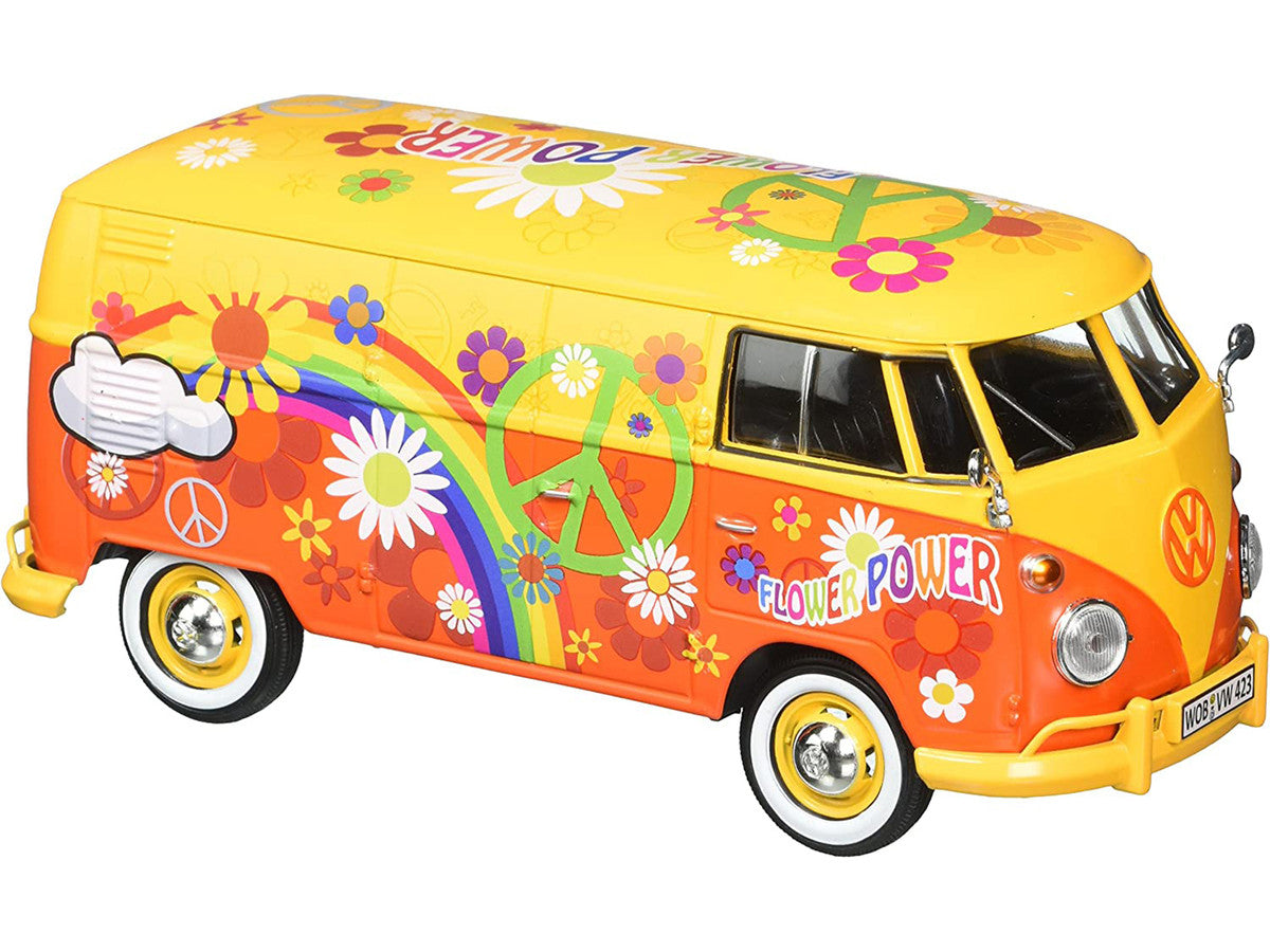 Volkswagen Type 2 (T1) Delivery Van Flower Power 1/24 Diecast Car Model by Motormax LuxuryLifeWay Online Store