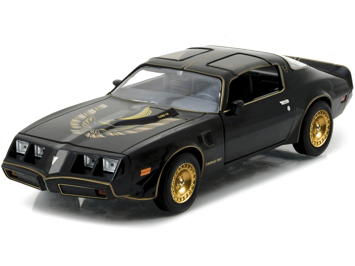 1980 Pontiac Firebird Trans Am T/A Turbo 4.9L Starlite Black with Golden Eagle Hood and Stripes 1/24 Diecast Model Car by Greenlight LuxuryLifeWay Online Store
