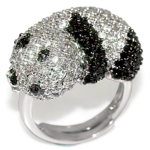 LO1515 - Rhodium + Ruthenium Brass Ring with AAA Grade CZ in Black Diamond LuxuryLifeWay Online Store