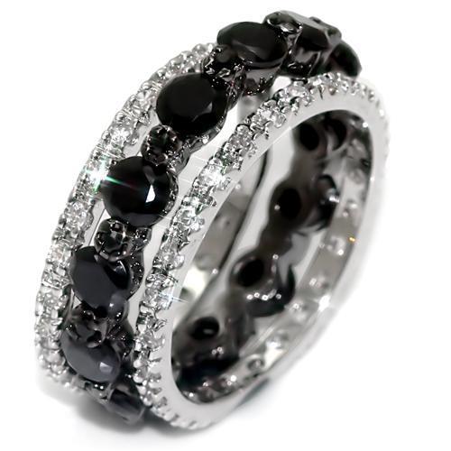LO1542 - Rhodium + Ruthenium Brass Ring with AAA Grade CZ in Black Diamond LuxuryLifeWay Online Store
