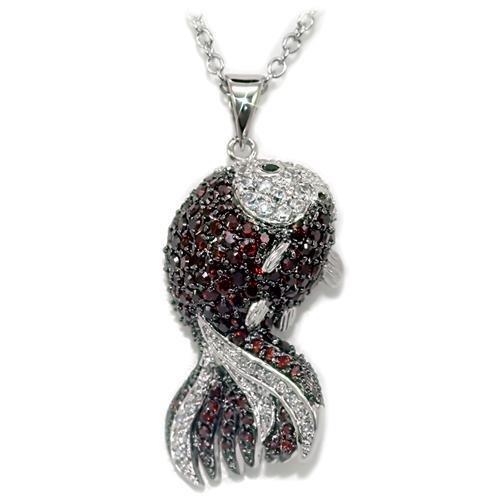 LO1564 - Rhodium + Ruthenium Brass Chain Pendant with AAA Grade CZ in Multi Color LuxuryLifeWay Online Store