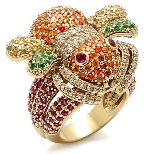 LO1603 - Imitation Gold Brass Ring with Synthetic Corundum in Ruby LuxuryLifeWay Online Store