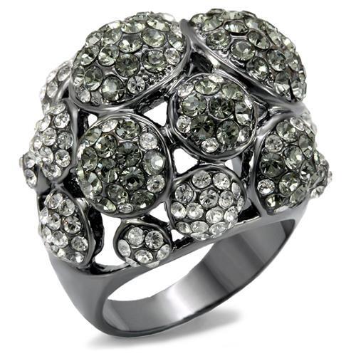 LO1672 - TIN Cobalt Black Brass Ring with Top Grade Crystal in Black Diamond LuxuryLifeWay Online Store