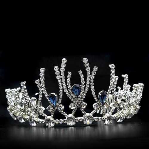 LO2107 - Imitation Rhodium Brass Tiaras & Hair Clip with Top Grade Crystal in Montana LuxuryLifeWay Online Store