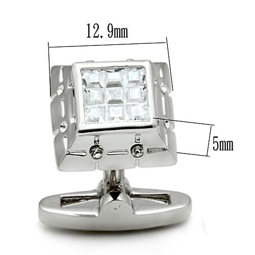 LO2306 - Rhodium Brass Cufflink with AAA Grade CZ in Clear LuxuryLifeWay Online Store