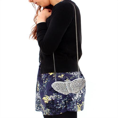 LO2366 - Imitation Rhodium White Metal Clutch with Top Grade Crystal in White LuxuryLifeWay Online Store