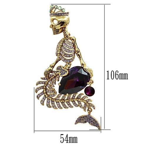 LO2412 - Gold White Metal Brooches with AAA Grade CZ in Amethyst LuxuryLifeWay Online Store