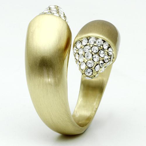 LO2466 - Gold & Brush Brass Ring with Top Grade Crystal in Clear LuxuryLifeWay Online Store