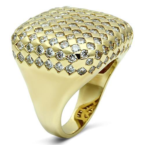 LO2516 - Gold Brass Ring with AAA Grade CZ in Clear LuxuryLifeWay Online Store