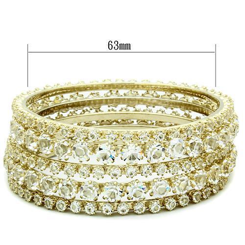 LO2617 - Gold Brass Bangle with Top Grade Crystal in Clear LuxuryLifeWay Online Store