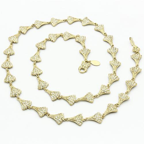 LO2625 - Gold Brass Necklace with Top Grade Crystal in Clear LuxuryLifeWay Online Store