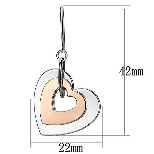 LO2675 - Rose Gold + Rhodium Iron Earrings with No Stone LuxuryLifeWay Online Store