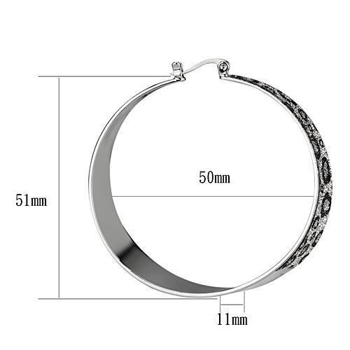 LO2719 - Rhodium Iron Earrings with No Stone LuxuryLifeWay Online Store