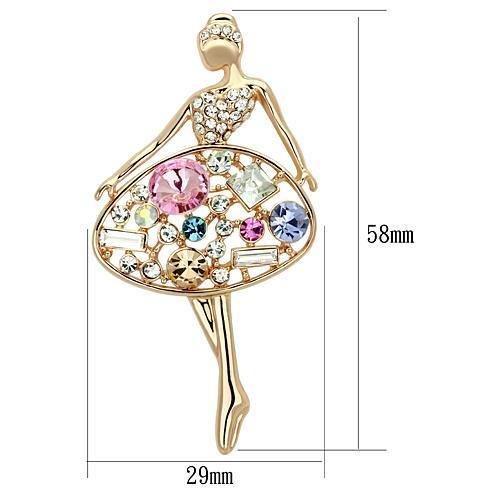 LO2818 - Flash Rose Gold White Metal Brooches with Top Grade Crystal in Multi Color LuxuryLifeWay Online Store