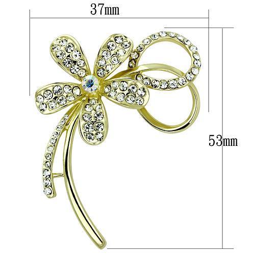 LO2924 - Flash Gold White Metal Brooches with Top Grade Crystal in Clear LuxuryLifeWay Online Store