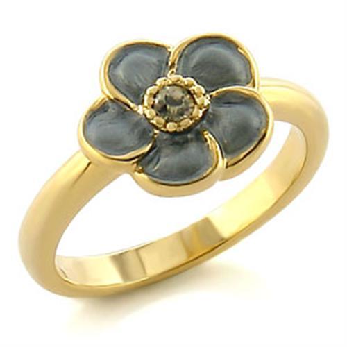 LO538 - Gold White Metal Ring with Top Grade Crystal in Black Diamond LuxuryLifeWay Online Store