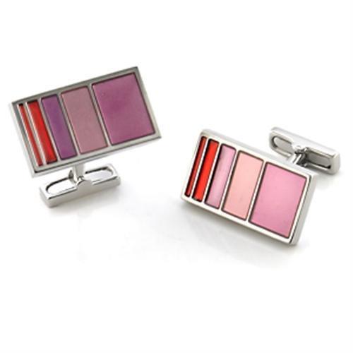 LO555 - Rhodium Brass Cufflink with No Stone LuxuryLifeWay Online Store