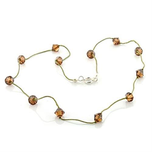 LO738 - Brass Necklace with Top Grade Crystal in Smoky Topaz LuxuryLifeWay Online Store