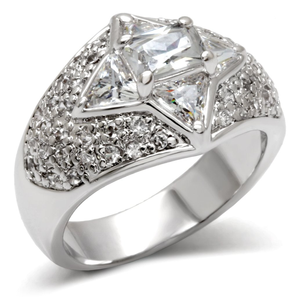 LOA477 - High-Polished 925 Sterling Silver Ring with AAA Grade CZ in Clear LuxuryLifeWay Online Store