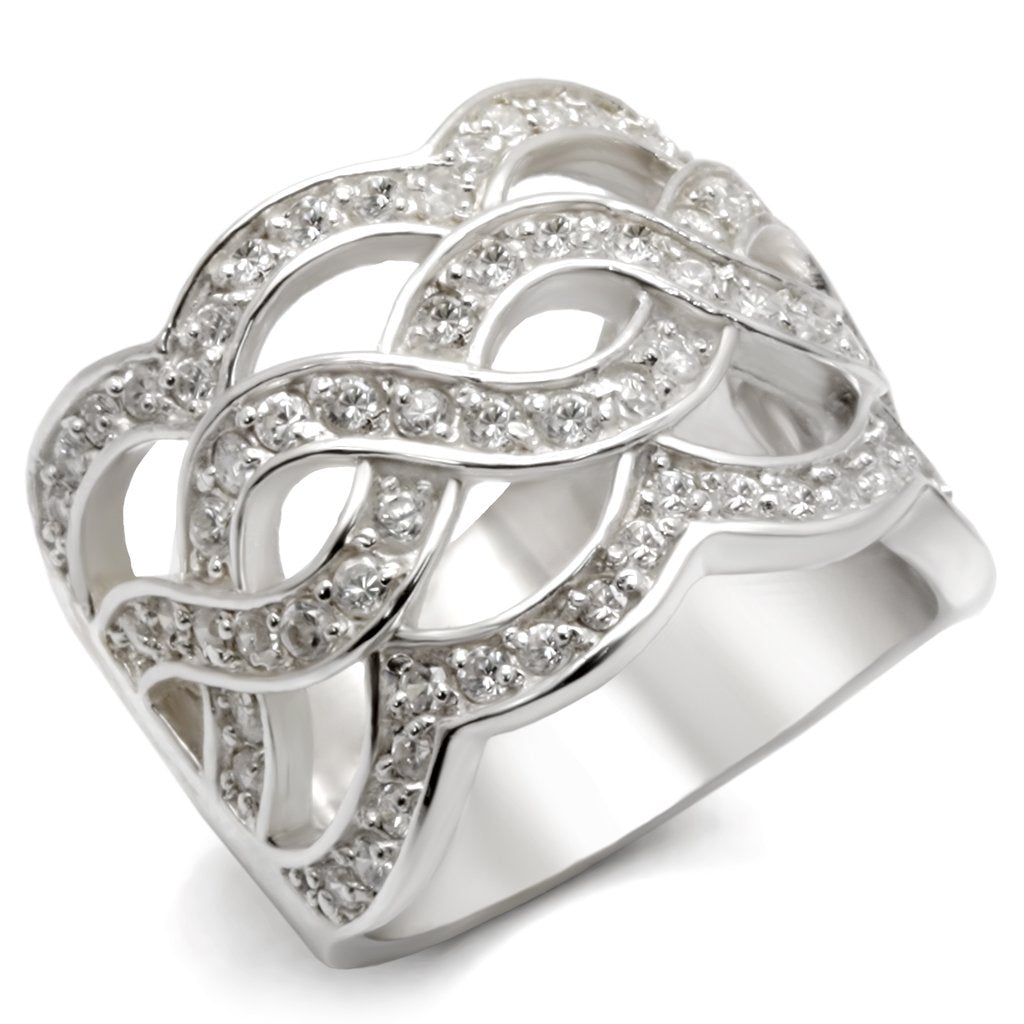 LOA553 - Rhodium 925 Sterling Silver Ring with AAA Grade CZ in Clear LuxuryLifeWay Online Store