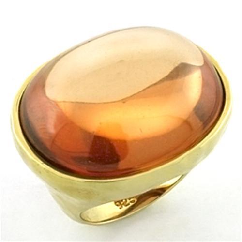 LOA651 - Gold 925 Sterling Silver Ring with AAA Grade CZ in Orange LuxuryLifeWay Online Store