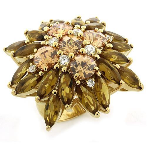 LOAS1121 - Gold 925 Sterling Silver Ring with AAA Grade CZ in Multi Color LuxuryLifeWay Online Store